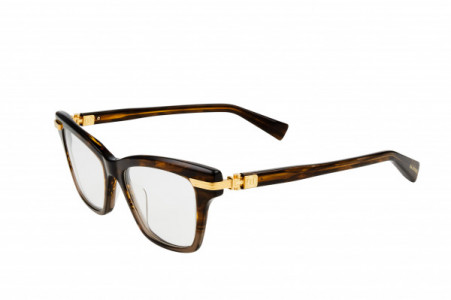 Balmain SENTINELLE -III Eyeglasses, Dark Brown Swirl to Light Brown Crystal - Gold