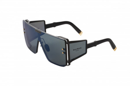 Balmain WONDER BOY Sunglasses, Matte Black - Black w/  Shield: G-15  - Blue Mirror - AR and Side Shield:G-15 - Blue Mirror-AR