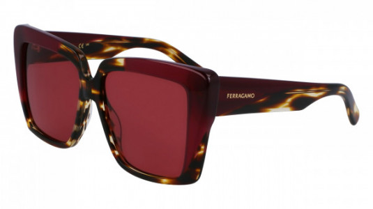 Ferragamo SF1060SN Sunglasses, (215) STRIPED BROWN/PURPLE