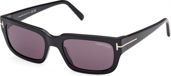 Tom Ford FT1075 EZRA Sunglasses, 01A - Shiny Black / Shiny Black