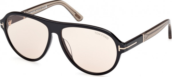 Tom Ford FT1080 QUINCY Sunglasses, 01E - Shiny Black / Shiny Beige