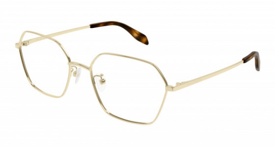 Alexander McQueen AM0437O Eyeglasses, 002 - GOLD with TRANSPARENT lenses