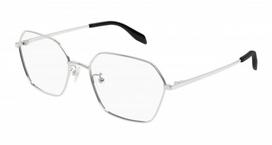 Alexander McQueen AM0437O Eyeglasses, 003 - SILVER with TRANSPARENT lenses