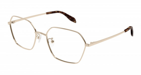Alexander McQueen AM0437O Eyeglasses, 004 - GOLD with TRANSPARENT lenses