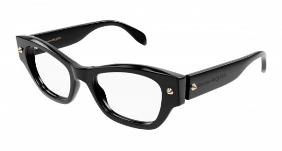 Alexander McQueen AM0429O Eyeglasses, 001 - BLACK with TRANSPARENT lenses