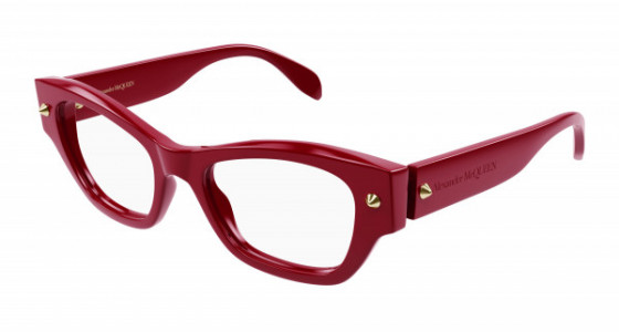 Alexander McQueen AM0429O Eyeglasses, 004 - RED with TRANSPARENT lenses