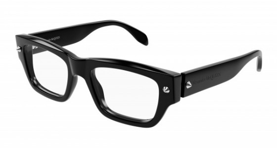 Alexander McQueen AM0428O Eyeglasses, 005 - BLACK with TRANSPARENT lenses