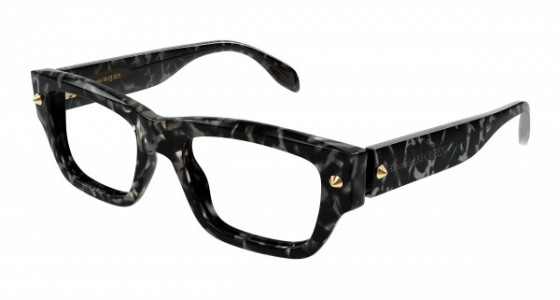 Alexander McQueen AM0428O Eyeglasses, 007 - HAVANA with TRANSPARENT lenses