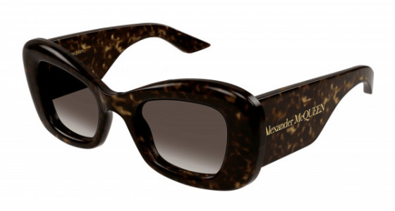 Alexander McQueen AM0434S Sunglasses, 002 - HAVANA with BROWN lenses