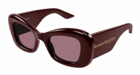 Alexander McQueen AM0434S Sunglasses, 006 - BURGUNDY with RED lenses
