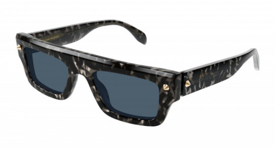 Alexander McQueen AM0427S Sunglasses, 003 - HAVANA with BLUE lenses