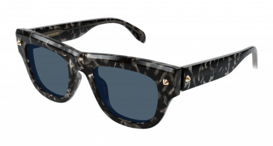Alexander McQueen AM0425S Sunglasses, 003 - HAVANA with BLUE lenses