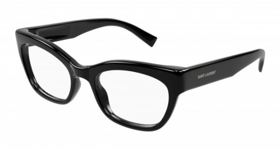Saint Laurent SL 643 Eyeglasses, 001 - BLACK with TRANSPARENT lenses