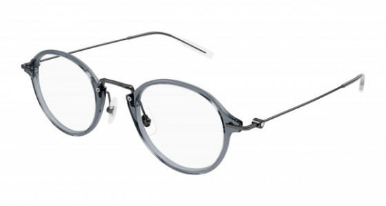 Montblanc MB0297O Eyeglasses, 003 - GREY with GUNMETAL temples and TRANSPARENT lenses