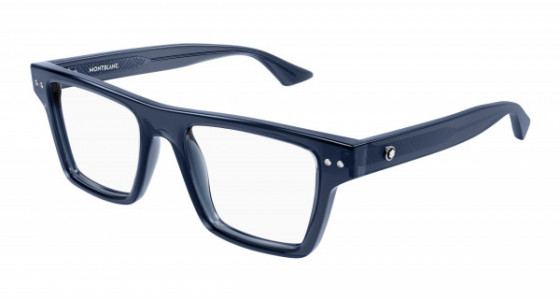 Montblanc MB0288O Eyeglasses, 003 - BLUE with TRANSPARENT lenses