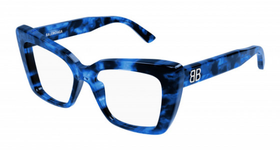 Balenciaga BB0297O Eyeglasses, 004 - BLUE with TRANSPARENT lenses