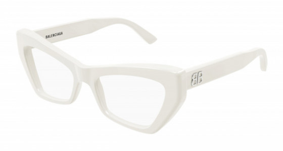 Balenciaga BB0296O Eyeglasses, 003 - WHITE with TRANSPARENT lenses
