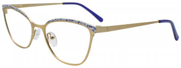 EasyClip EC681 Eyeglasses, 020 - Satin Gold & Mix Patterned Browline