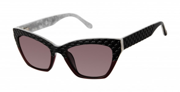 Lulu Guinness L191 Sunglasses, Black/Red (BLK)