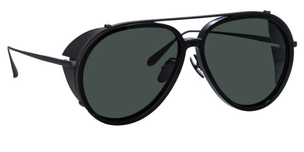 Linda Farrow LFL1358S MAVERICK Sunglasses, (006) BLACK/ MATT NICKEL/ GREY