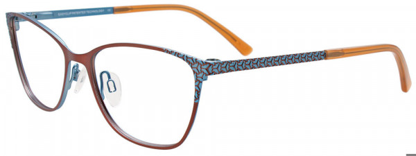 EasyClip EC683 Eyeglasses, 010 - Copper Brown & L. Blue Trim
