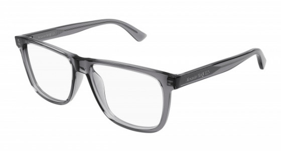 Alexander McQueen AM0463O Eyeglasses, 003 - GREY with TRANSPARENT lenses