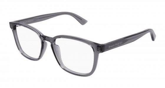 Alexander McQueen AM0462O Eyeglasses, 003 - GREY with TRANSPARENT lenses