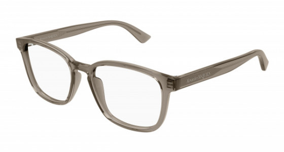 Alexander McQueen AM0462O Eyeglasses, 005 - BROWN with TRANSPARENT lenses