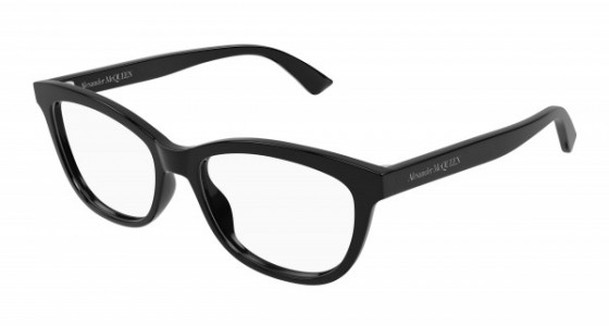 Alexander McQueen AM0461O Eyeglasses, 001 - BLACK with TRANSPARENT lenses