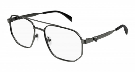 Alexander McQueen AM0459O Eyeglasses, 001 - GUNMETAL with TRANSPARENT lenses
