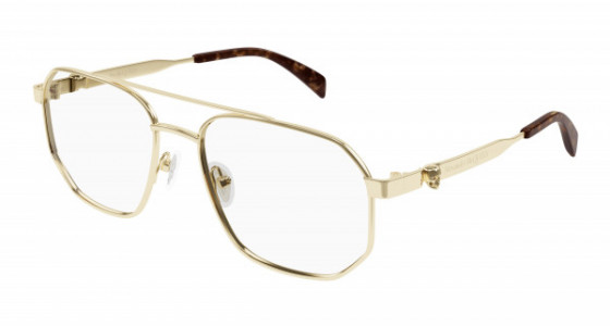 Alexander McQueen AM0459O Eyeglasses, 002 - GOLD with TRANSPARENT lenses
