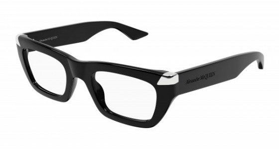 Alexander McQueen AM0444O Eyeglasses, 001 - BLACK with TRANSPARENT lenses