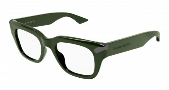 Alexander McQueen AM0443O Eyeglasses, 004 - GREEN with TRANSPARENT lenses