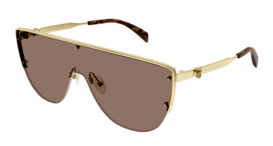 Alexander McQueen AM0457S Sunglasses, 002 - GOLD with BROWN lenses