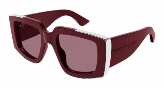 Alexander McQueen AM0446S Sunglasses, 003 - BURGUNDY with RED lenses