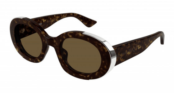 Alexander McQueen AM0445S Sunglasses, 002 - HAVANA with BROWN lenses