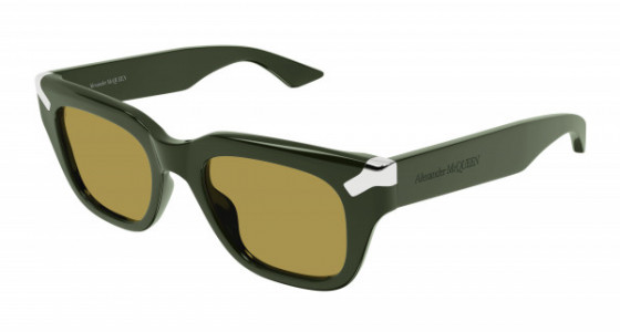 Alexander McQueen AM0439S Sunglasses, 004 - GREEN with BROWN lenses