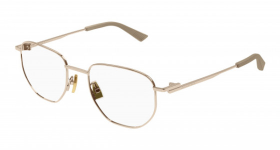 Bottega Veneta BV1301O Eyeglasses, 003 - GOLD with TRANSPARENT lenses