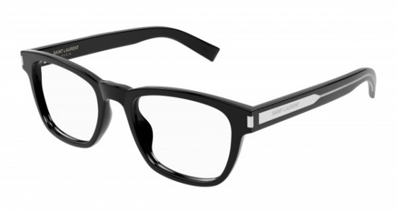 Saint Laurent SL 664 Eyeglasses, 001 - BLACK with CRYSTAL temples and TRANSPARENT lenses
