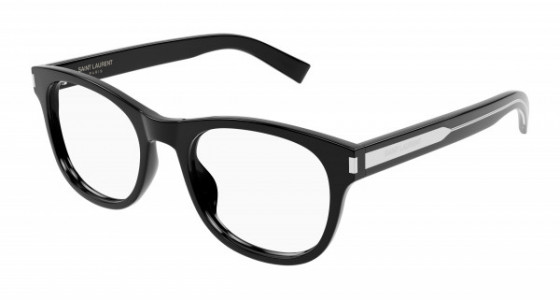 Saint Laurent SL 663 Eyeglasses, 004 - BLACK with CRYSTAL temples and TRANSPARENT lenses