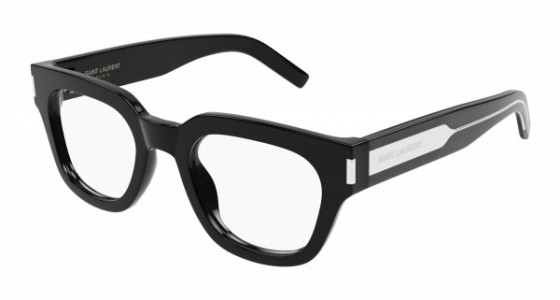 Saint Laurent SL 661 Eyeglasses, 001 - BLACK with CRYSTAL temples and TRANSPARENT lenses