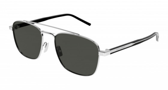 Saint Laurent SL 665 Sunglasses, 002 - SILVER with CRYSTAL temples and GREY lenses
