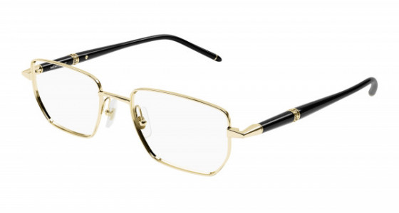 Montblanc MB0347O Eyeglasses, 004 - GOLD with BLACK temples and TRANSPARENT lenses