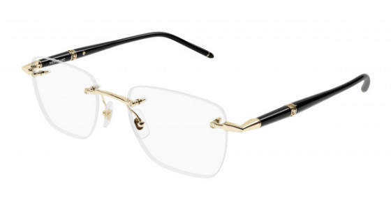 Montblanc MB0346O Eyeglasses, 001 - GOLD with BLACK temples and TRANSPARENT lenses