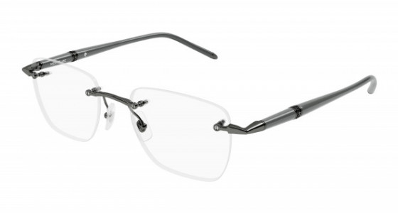 Montblanc MB0346O Eyeglasses, 003 - GUNMETAL with GREY temples and TRANSPARENT lenses