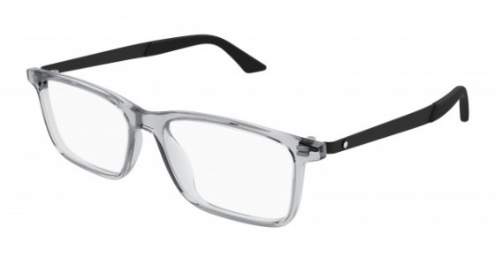 Montblanc MB0333O Eyeglasses, 002 - GREY with BLACK temples and TRANSPARENT lenses