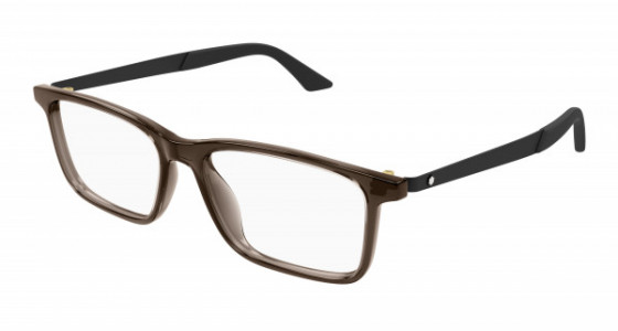 Montblanc MB0333O Eyeglasses, 004 - BROWN with BLACK temples and TRANSPARENT lenses