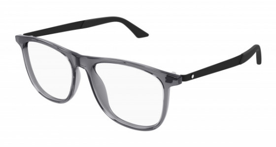 Montblanc MB0332O Eyeglasses, 002 - GREY with BLACK temples and TRANSPARENT lenses