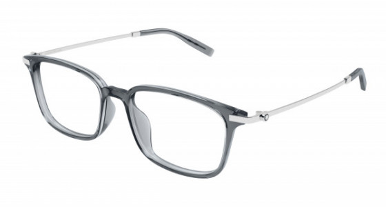 Montblanc MB0315OA Eyeglasses, 006 - GREY with SILVER temples and TRANSPARENT lenses