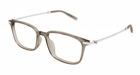 Montblanc MB0315OA Eyeglasses, 008 - BROWN with SILVER temples and TRANSPARENT lenses